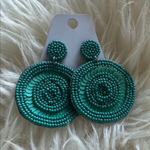 Turquoise Beaded Statement Earrings